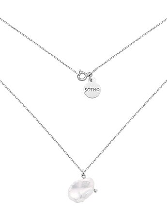 Srebrny naszyjnik z nieregularną perłą, SOTHO