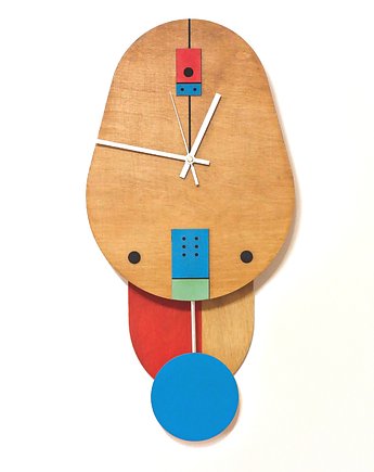 Nowoczesny Drewniany Zegar ścienny z wahadłem, Clock Wood Studio