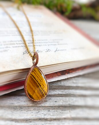 Wisior Złoty blask z tygrysim okiem miedź, Treemasters Copper Jewelry