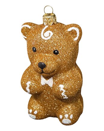Ręcznie malowana szklana bombka żelkowy miś w kolorze toffee, STARGLASS