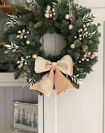 SZAMPAŃSKI NATURALNY Wianek Bożonarodzeniowy na drzwi, MOM&SISdekorują