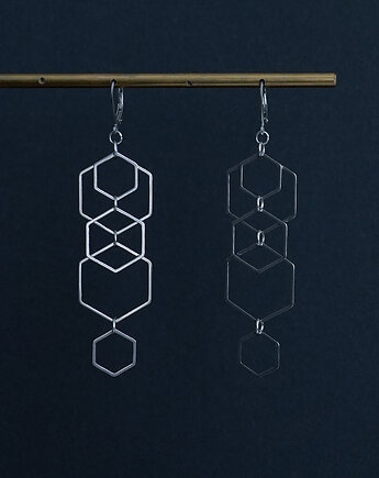 Nowoczesne stalowe kolczyki heksagony, AT NOON