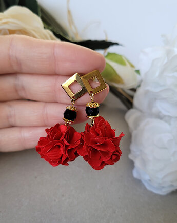 Kolczyki na sztyftach z Turmalinem i kwiatkiem, Seylla pracownia