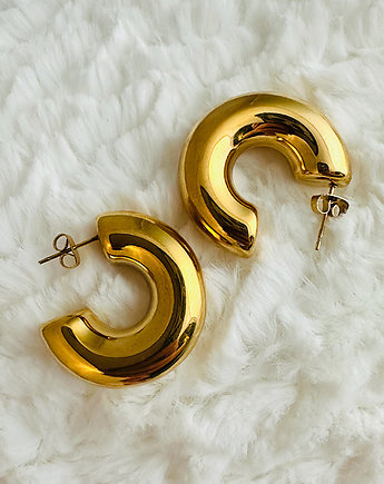 Złote KOLCZYKI grube koła, modne kolczyki stal szlachetna, Anemon Atelier