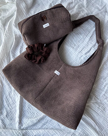 Zestaw Torebka & Kosmetyczka & Scrunchie Choco, Laveni