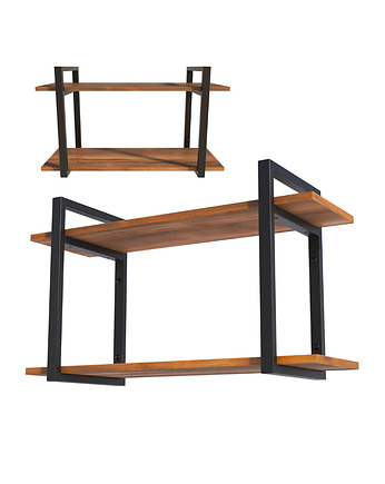 Półka Wiszaca na Ścianę Loft  Podwójna Metalowa do Salonu Regał 80 cm, A.D Home