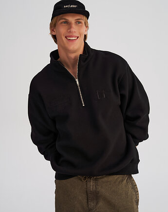 Bluza TROYER ze stójką i zamkiem BLACK ON BLACK męska, HARP TEAM