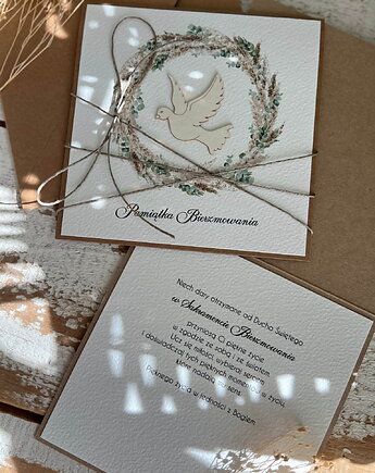 Oryginalna ręcz nie robiona pamiątka bierzmowania - kartka na bierzmowanie z