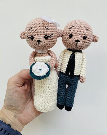 Młoda para misie maskotki ślubne ręcznie robione prezent, splotomaniaa