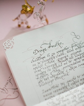 Personalizowany list miłosny kaligrafowany ręcznie atramentem, Annagrafia