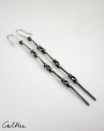 Łańcuch - wiszące srebrne kolczyki lub klipsy (długie), Caltha