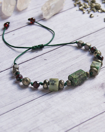 Amulet - DZIAŁAJ - turkus afrykański, piryt, kaktusia