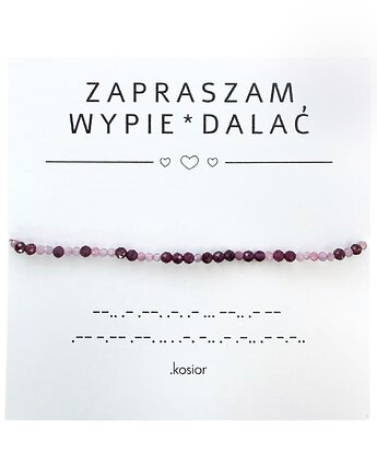 Bransoletka z alfabetem Morse Granat, Różowy turmalin, karolina kosior