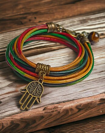 HAMSA - talizman chroniący od zła - GYPSY - skóra naturalna, kaktusia