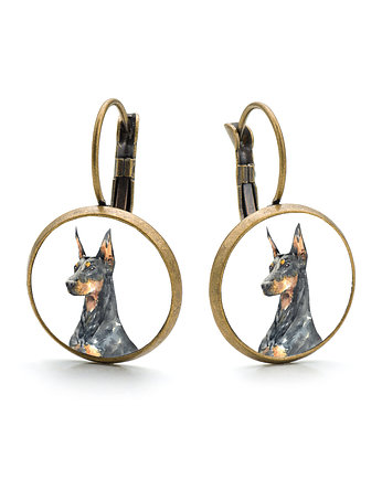 Kolczyki wiszące DOBERMAN rasowy pies, laluv
