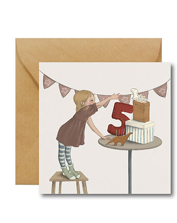 Kartka na piąte urodziny z balonem, HI LITTLE