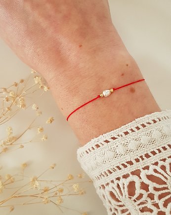 czerwona nitka z perłą, LEI handmade 
