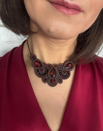 Naszyjnik sutasz w odcieniach czekolady handmade, Biżuteria Beatrice