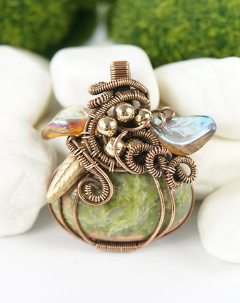 Wisiorek z unakitem dynia, Blue Pearl Art