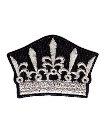 Naszywka naprasowanka KORONA SREBRNA termoprzylepna haft 7,5x4,8cm, Wyszywane