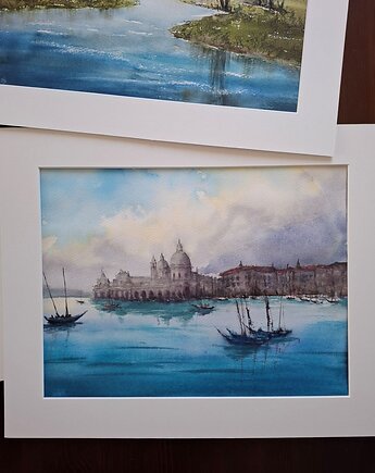 Obraz akwarelowy "Wenecja III/2026" oprawiony w passe-partout 40x50 cm, Betańska Studio