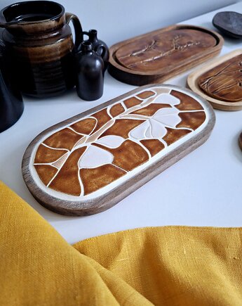 Ceramiczna podstawka mozaika w drewnie, Wooden Love