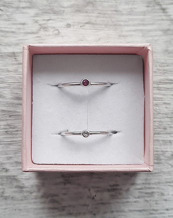 Pierścionek DUET dwa pierścionki: topaz i rubin - srebro, COCONUT