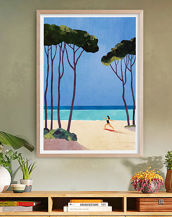 Plakat Joga nad brzegiem morza, minimalmill