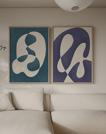 Zestaw dwóch plakatów blue i violet abstract, Anna Szondelmajer