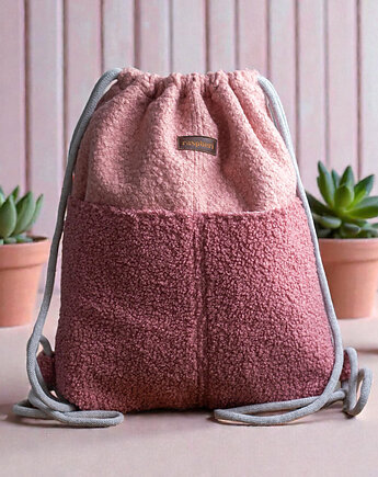 Różowy workoplecak z kieszeniami baranek, raspberi