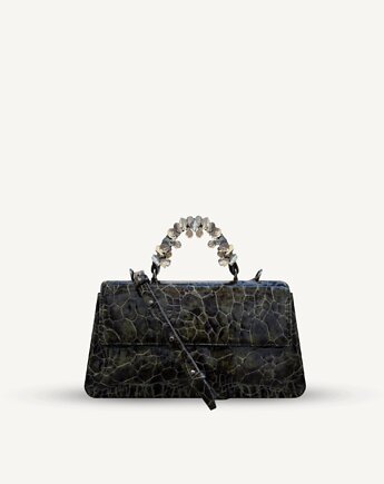 "Audrey" torebka z perłami słodkowodnymi, skóra na wzór krokodyla, Hedonism