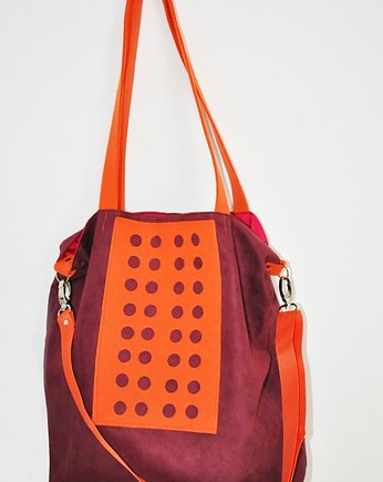 Torba hobo XXL - oberżyna, pomarańcz, PRACOWNIA 166