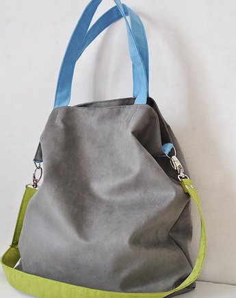 Torba hobo XXL- szary, limonka,błękit, PRACOWNIA 166