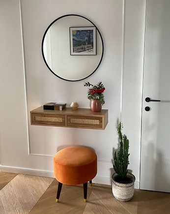 Miley Rattan II- Wąska konsola, konsola wisząca, konsola z plecionką, komoda, Papierówka Simple form of furniture