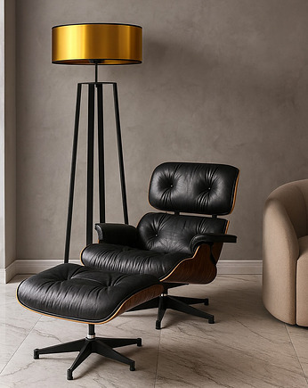Czarno-złota lampa stojąca do salonu MOSS MIRROR w stylu glamou, LYSNE