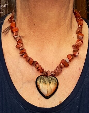 Elegancki naszyjnik z piasku pustyni z sercem z jaspisu unikat handmade, Galeria Limart