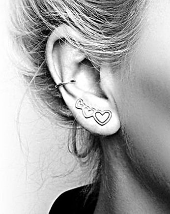 Potrójne serca nausznice kolczyki, Czaki Bransoletki