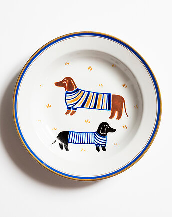 Talerz na ścianę - jamniki w paski, EMPE artstudio