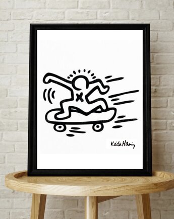 PLAKAT dekoracyjny pop art  deskorolka Keith Haring grafika, OKAZJE - Prezent na Ślub