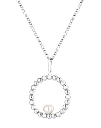 Naszyjnik srebrny rodowany z perłą, OKAZJE - Prezent na Rocznice związku