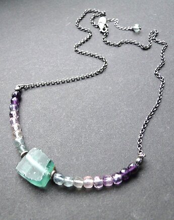 Naszyjnik Szkło afgańskie & fluoryt, Memero