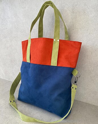 Torba na ramię-color block - kobalt, c.pom.,l imonka, PRACOWNIA 166
