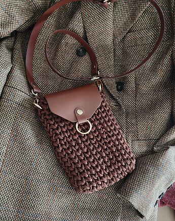 Mini Bag Craftbags - czekoladowa z koniakową klapką, Craftbags