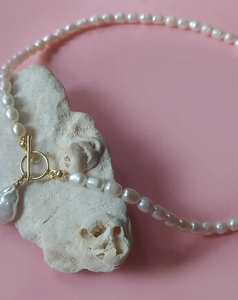 Złoty naszyjnik z perłami - srebro 925 pokryte 24K złotem, Friedman Jewelry