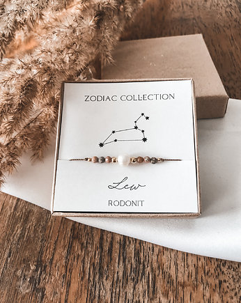 Bransoletka znak zodiaku Lew rodonit, Tiny Stone