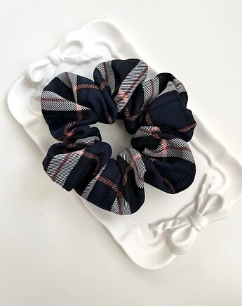 Scrunchie w granatową kratkę Blue Check, Volie Line