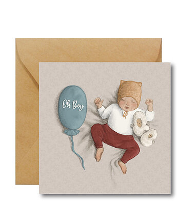OH BOY  kartka z okazji narodzin chłopca, HI LITTLE
