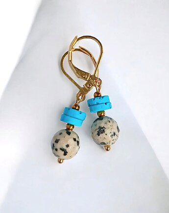 JASPER collection : kolczyki krótkie : jaspis & lawa turkusowa, kaktusia