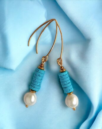 Kolczyki: kolekcja summer ocean:: PERŁY & LAWA turkusowa II, kaktusia