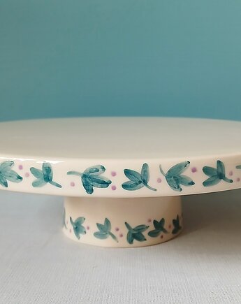 Malowana patera na ciasto duża liście rośliny, m2k studio